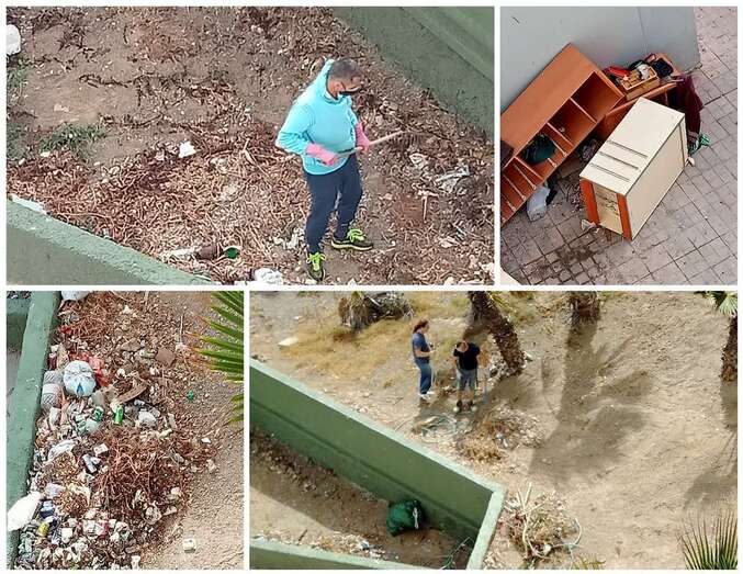 Imágenes de las labores de limpieza acometida este sábado por vecinos de Jinámar/TA.